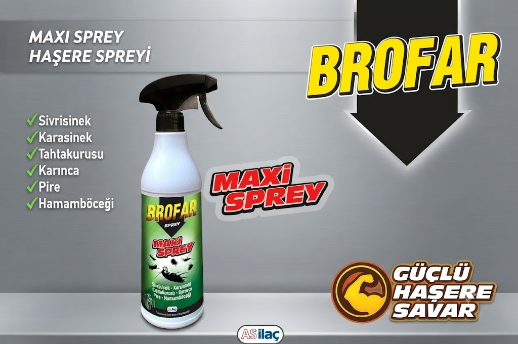 Brofar Maxi Haşere Spreyi 500 ml - Güçlü Haşere Savar (Sivrisinek, Karasinek, Tahta kur. , Karınca ,Pire,Hamam Böc. )